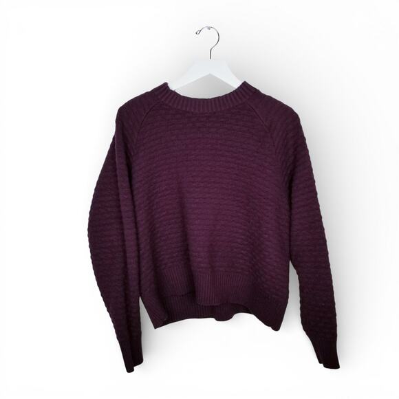 LULULEMON Texture Play Sweater Cassis Relaxed Fit Cashmere Blend Crewneck Size M - Picture 3 of 8